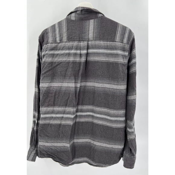 Pacsun Men's M Medium Gray Striped Plaid Flannel Shirt Button-Up Long Sleeves - Picture 3 of 4